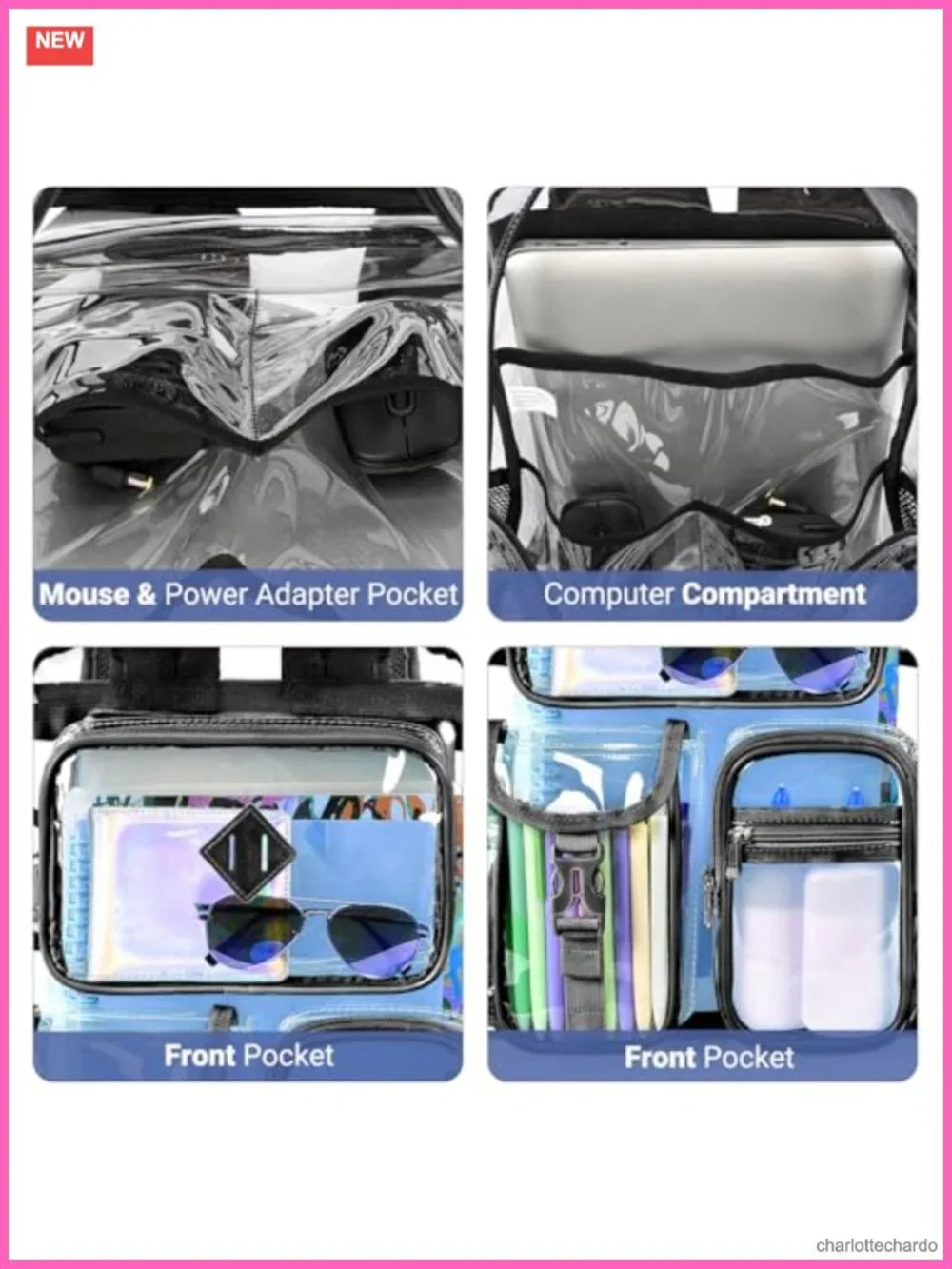 Clear Backpack, Heavy Duty Transparent Bookbag for School Work College